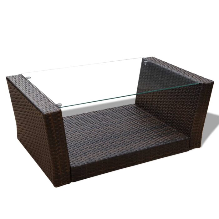 Salon de jardin 4 pcs avec coussins Résine tressée Marron – Image 4
