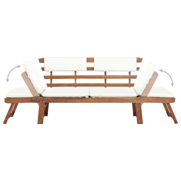 Banc de jardin avec coussins 2-en-1 190 cm Bois solide d'acacia – Image 2