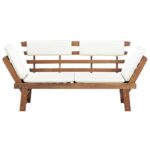 Banc de jardin avec coussins 2-en-1 190 cm Bois solide d'acacia – Image 3