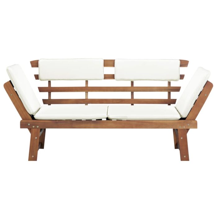 Banc de jardin avec coussins 2-en-1 190 cm Bois solide d'acacia – Image 3