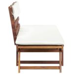 Banc de jardin avec coussins 2-en-1 190 cm Bois solide d'acacia – Image 4