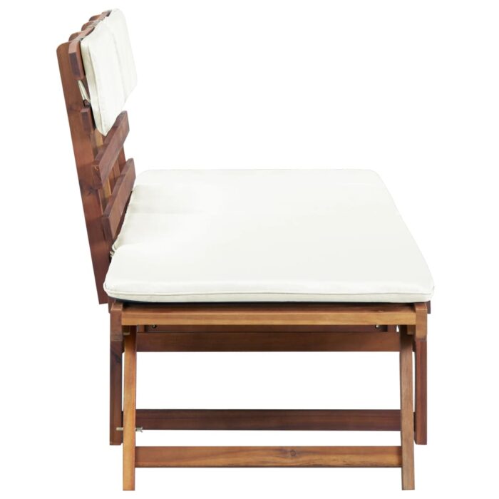 Banc de jardin avec coussins 2-en-1 190 cm Bois solide d'acacia – Image 4