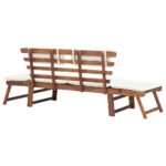 Banc de jardin avec coussins 2-en-1 190 cm Bois solide d'acacia – Image 5