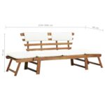 Banc de jardin avec coussins 2-en-1 190 cm Bois solide d'acacia – Image 8