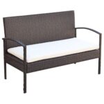 Salon de jardin 4 pcs avec coussins Résine tressée Marron – Image 2