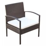 Salon de jardin 4 pcs avec coussins Résine tressée Marron – Image 3