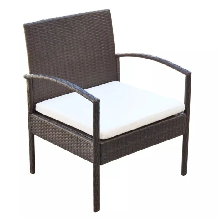 Salon de jardin 4 pcs avec coussins Résine tressée Marron – Image 3