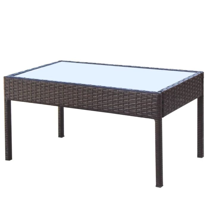 Salon de jardin 4 pcs avec coussins Résine tressée Marron – Image 4