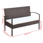 Salon de jardin 4 pcs avec coussins Résine tressée Marron – Image 5