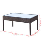 Salon de jardin 4 pcs avec coussins Résine tressée Marron – Image 7