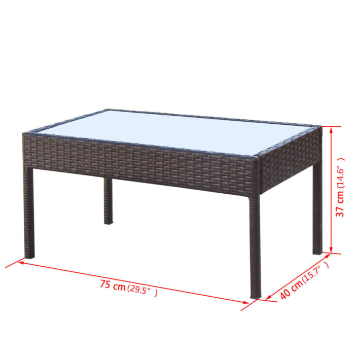 Salon de jardin 4 pcs avec coussins Résine tressée Marron – Image 7