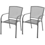 Chaises empilables de jardin lot de 2 Acier Gris