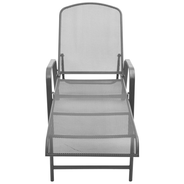 Chaises longues lot de 2 avec table Acier Anthracite – Image 3
