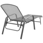 Chaises longues lot de 2 avec table Acier Anthracite – Image 4