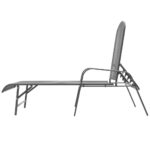 Chaises longues lot de 2 avec table Acier Anthracite – Image 5