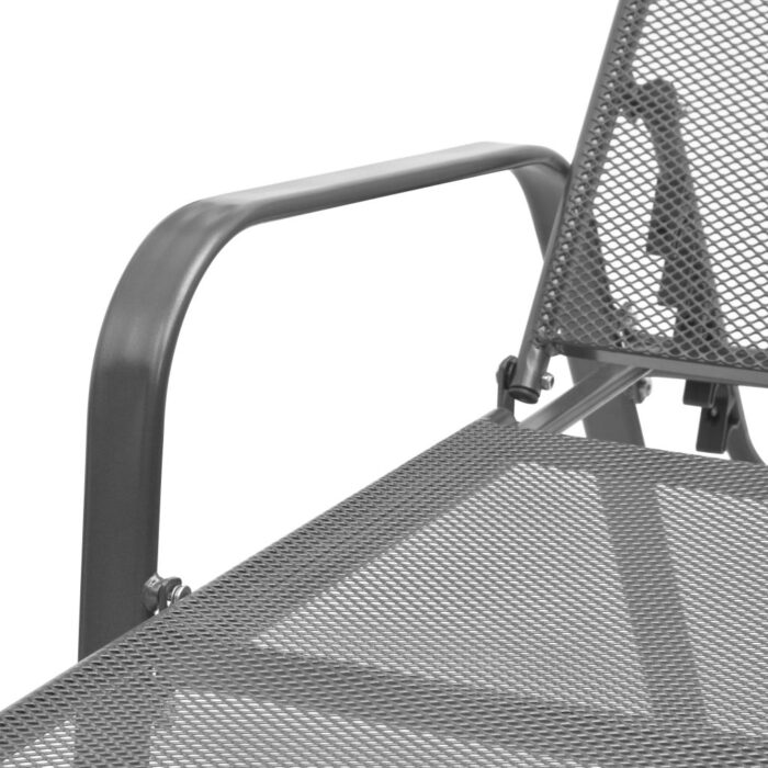 Chaises longues lot de 2 avec table Acier Anthracite – Image 8