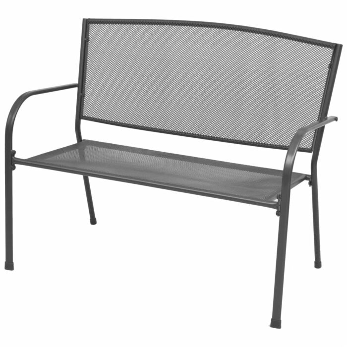 Banc de jardin 108 cm acier et maille anthracite – Image 1