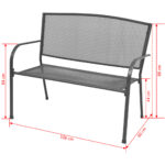 Banc de jardin 108 cm acier et maille anthracite – Image 5