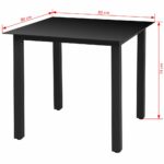Table de jardin Noir 80x80x74 cm Aluminium et verre – Image 2