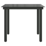 Table de jardin Noir 80x80x74 cm Aluminium et verre – Image 3