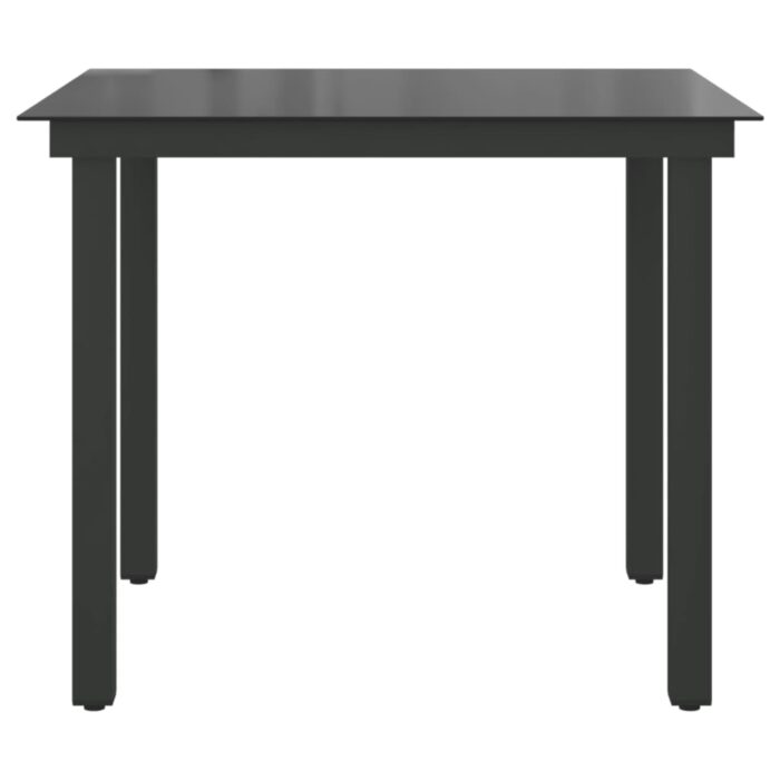 Table de jardin Noir 80x80x74 cm Aluminium et verre – Image 3
