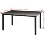 Table de jardin Noir 150x90x74 cm Aluminium et verre – Image 2