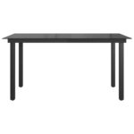 Table de jardin Noir 150x90x74 cm Aluminium et verre – Image 3