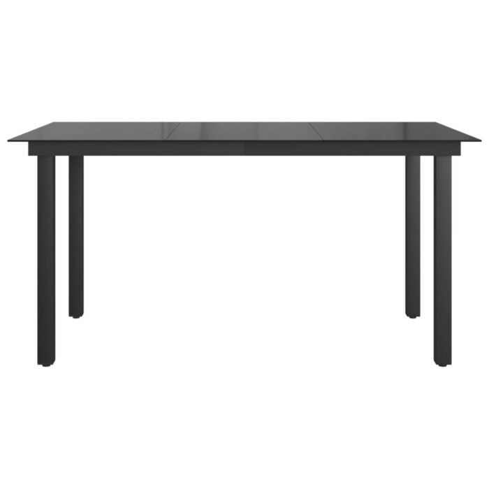 Table de jardin Noir 150x90x74 cm Aluminium et verre – Image 3