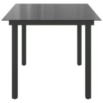 Table de jardin Noir 150x90x74 cm Aluminium et verre – Image 4
