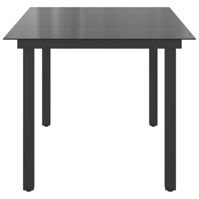 Table de jardin Noir 150x90x74 cm Aluminium et verre – Image 4