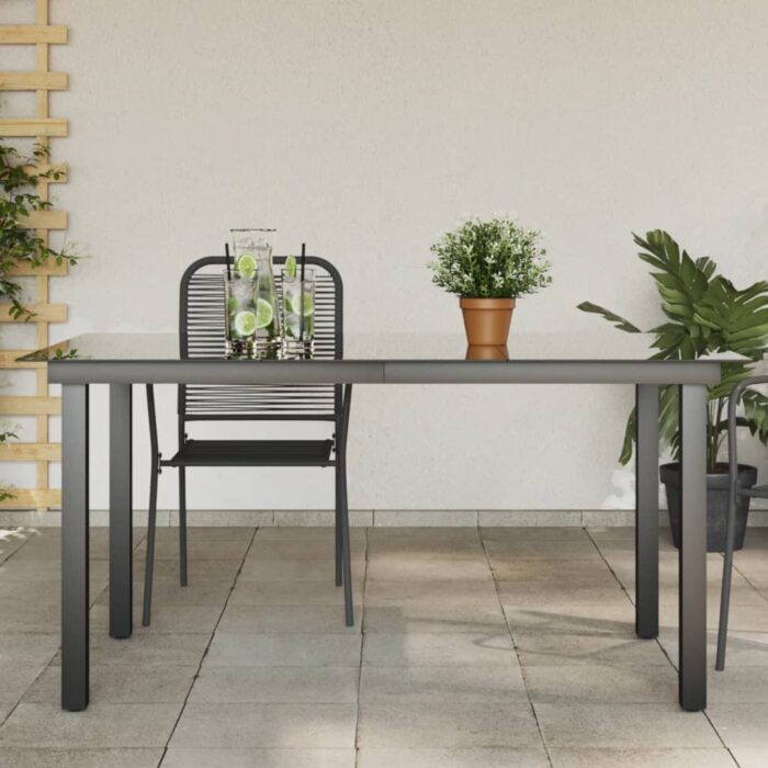 Table de jardin Noir 150x90x74 cm Aluminium et verre – Image 1