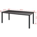 Table de jardin Noir 190x90x74 cm Aluminium et verre – Image 2