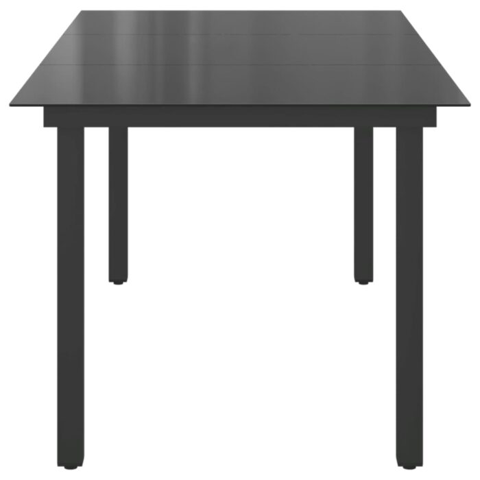 Table de jardin Noir 190x90x74 cm Aluminium et verre – Image 4