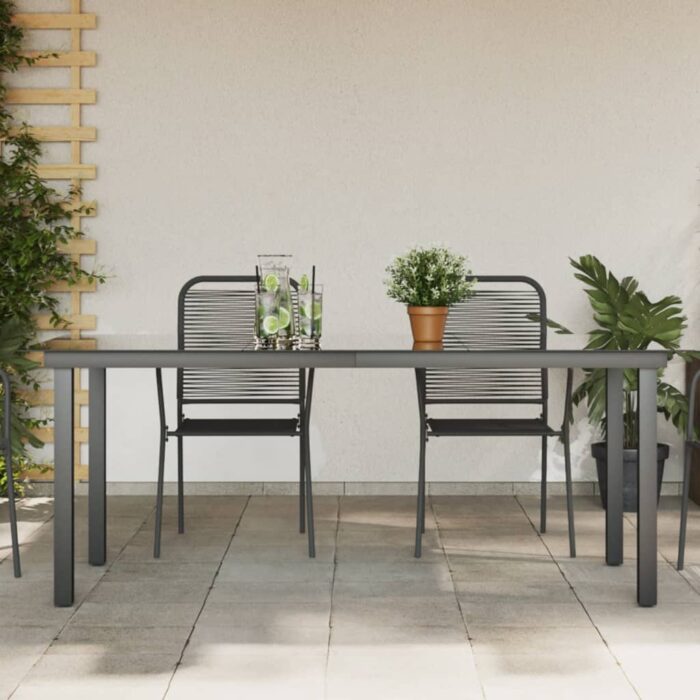 Table de jardin Noir 190x90x74 cm Aluminium et verre – Image 1