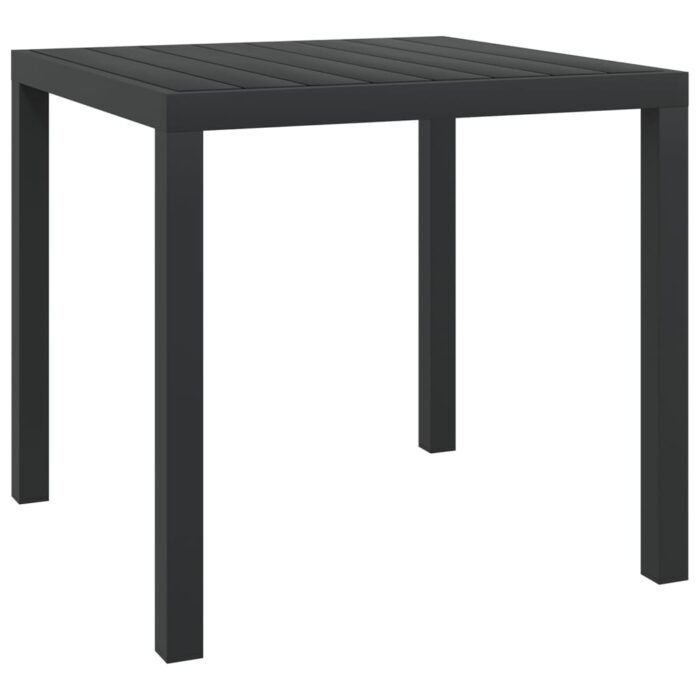 Table de jardin Noir 80 x 80 x 74 cm Aluminium et WPC – Image 1