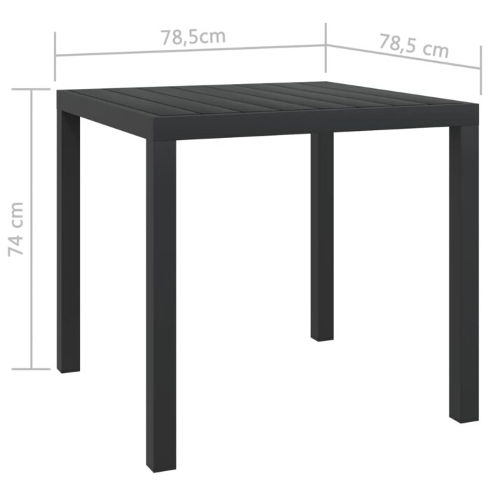 Table de jardin Noir 80 x 80 x 74 cm Aluminium et WPC – Image 4
