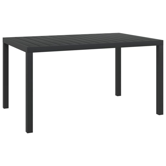 Table de jardin noir 150 x 90 x 74 cm Aluminium et WPC – Image 1
