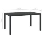 Table de jardin noir 150 x 90 x 74 cm Aluminium et WPC – Image 4