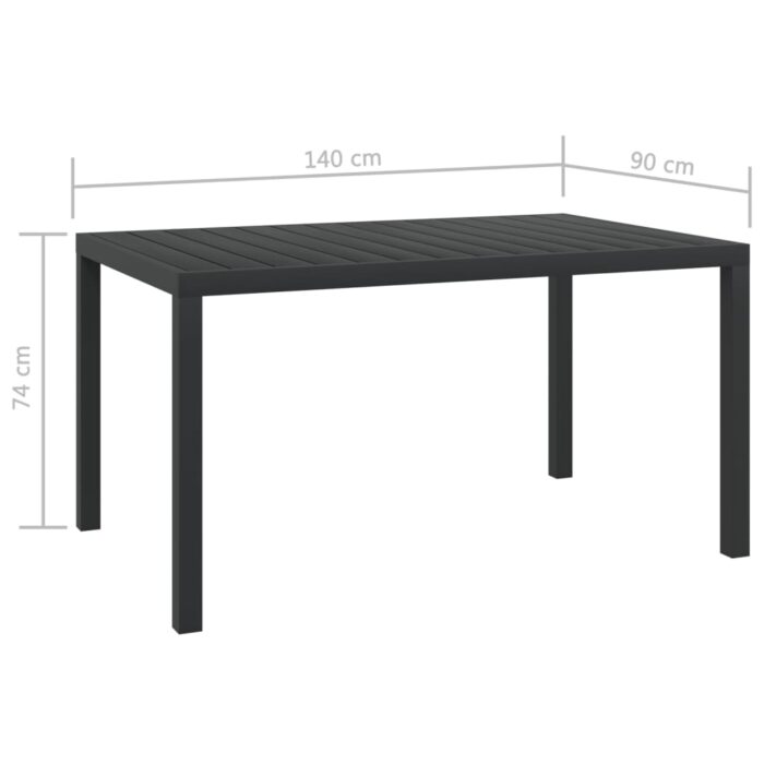 Table de jardin noir 150 x 90 x 74 cm Aluminium et WPC – Image 4