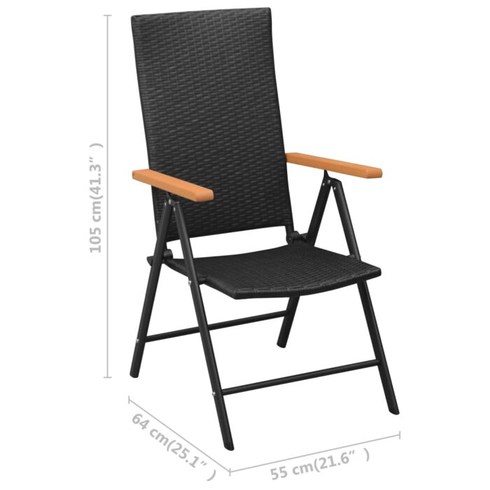Chaises empilables de jardin lot de 2 Résine tressée Noir – Image 6