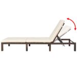 Chaise longue avec coussin Résine tressée Marron – Image 2