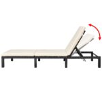 Chaise longue avec coussin Résine tressée Noir – Image 2