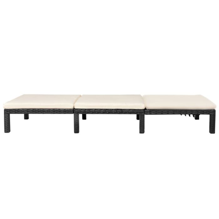 Chaise longue avec coussin Résine tressée Noir – Image 3
