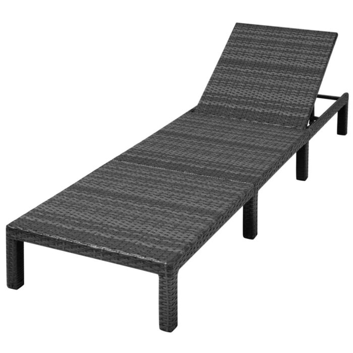 Chaise longue avec coussin Résine tressée Noir – Image 4