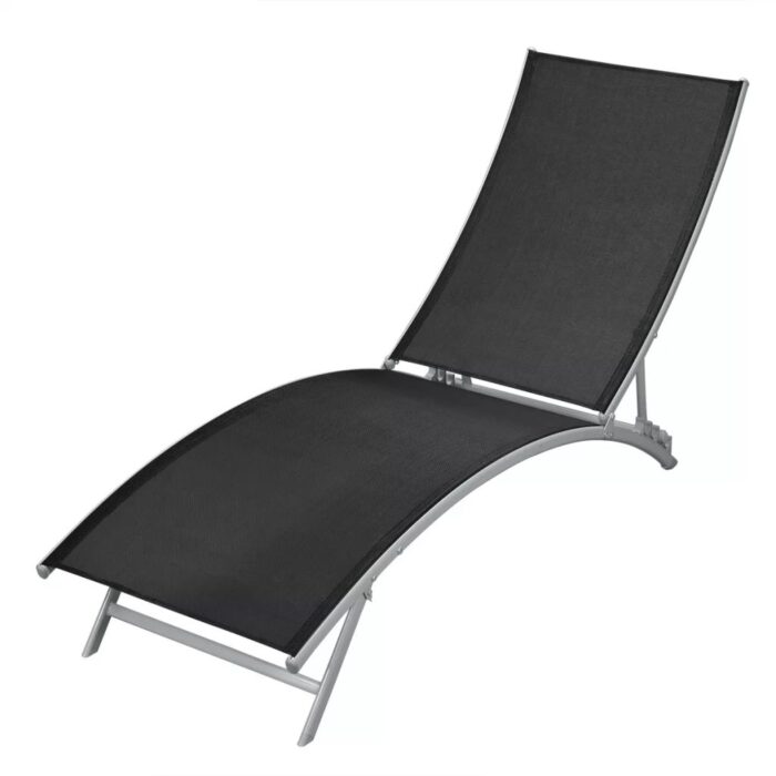 Chaise longue Acier et textilène Noir – Image 1