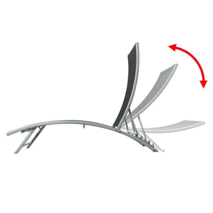 Chaise longue Acier et textilène Noir – Image 3