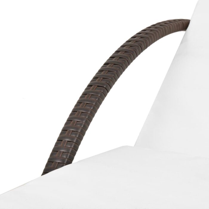 Chaise longue avec coussin et table Résine tressée Marron – Image 6