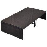 Lit de jardin avec auvent Marron 190x130 cm Résine tressée – Image 5