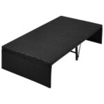 Lit de jardin avec auvent Noir 190x130 cm Résine tressée – Image 5