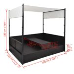 Lit de jardin avec auvent Noir 190x130 cm Résine tressée – Image 6